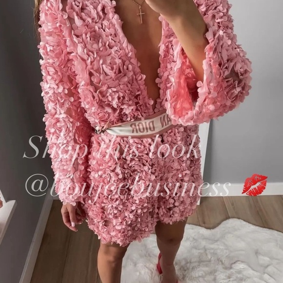 ZARA Floral Textured Coat Pink BNWT - Picture 8 of 12